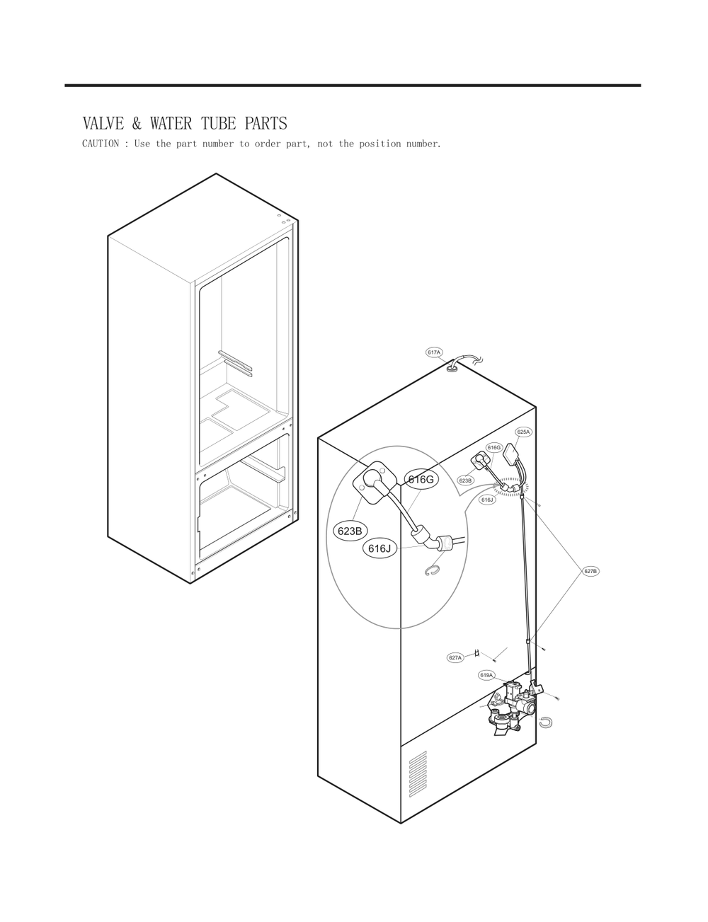 Tube Parts Diagram and Parts List for GC-L258VSXM ASTCNA0 LG Refrigerator