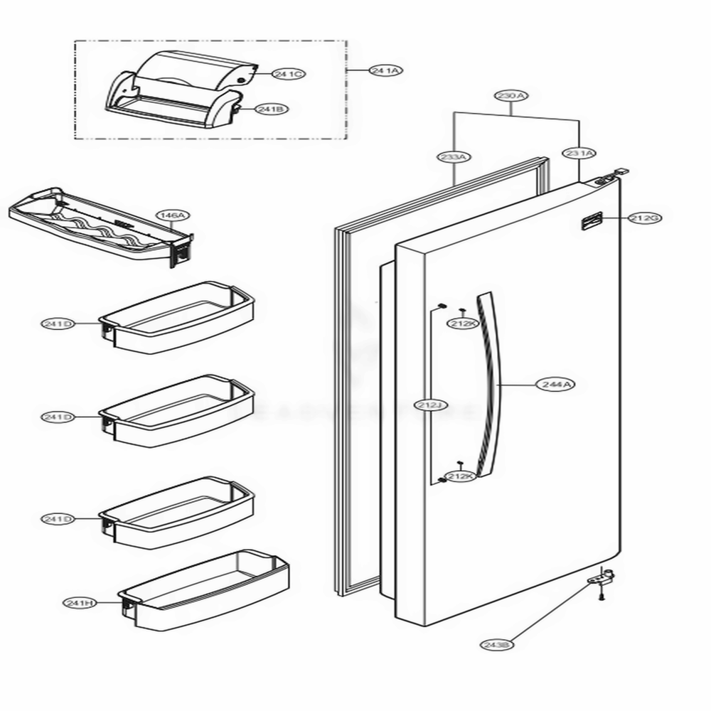 Refrigerator Door Diagram and Parts List for 51376 ATICSER LG Refrigerator