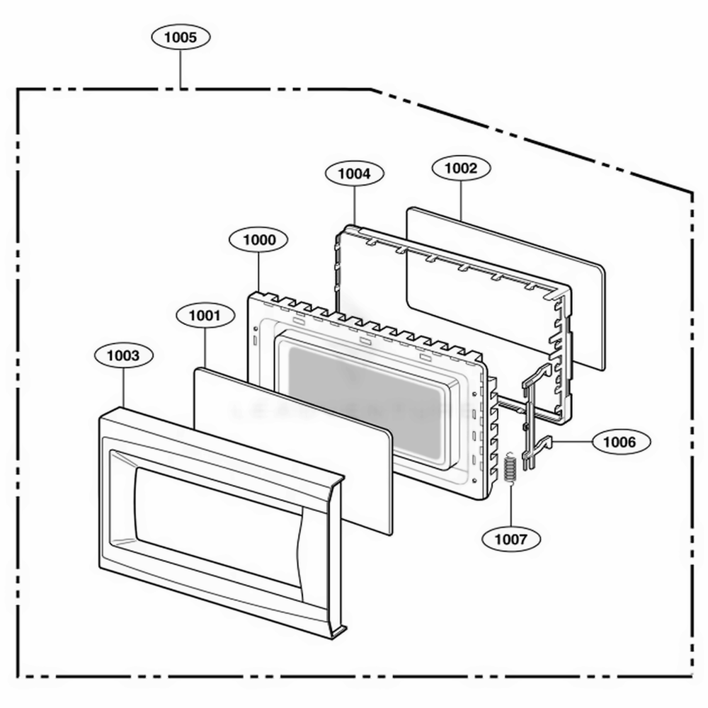 Door Parts Diagram and Parts List for 66022 CWHESEA LG Range