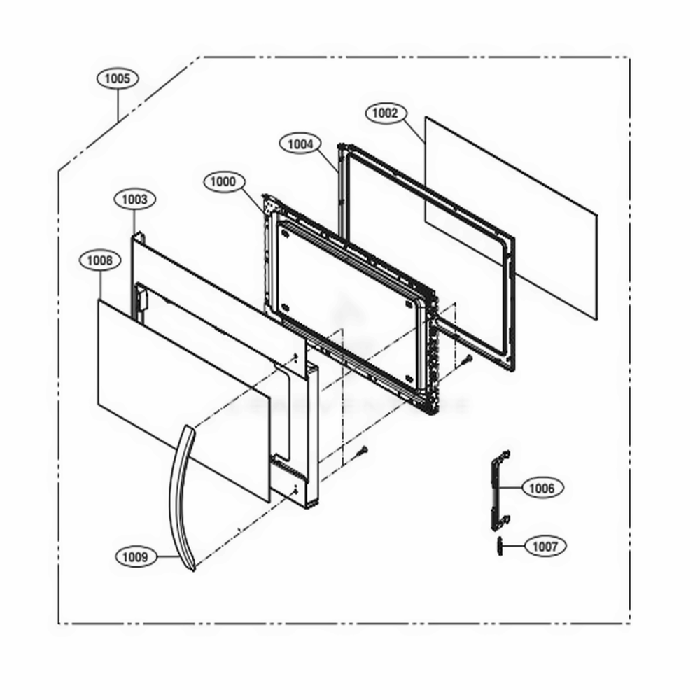 Door Parts Diagram and Parts List for 85064 CBSESEA LG Range