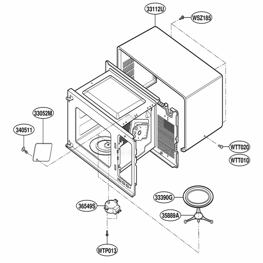 Oven Cavity Parts Diagram and Parts List for MA1103B BKEGSE LG Range