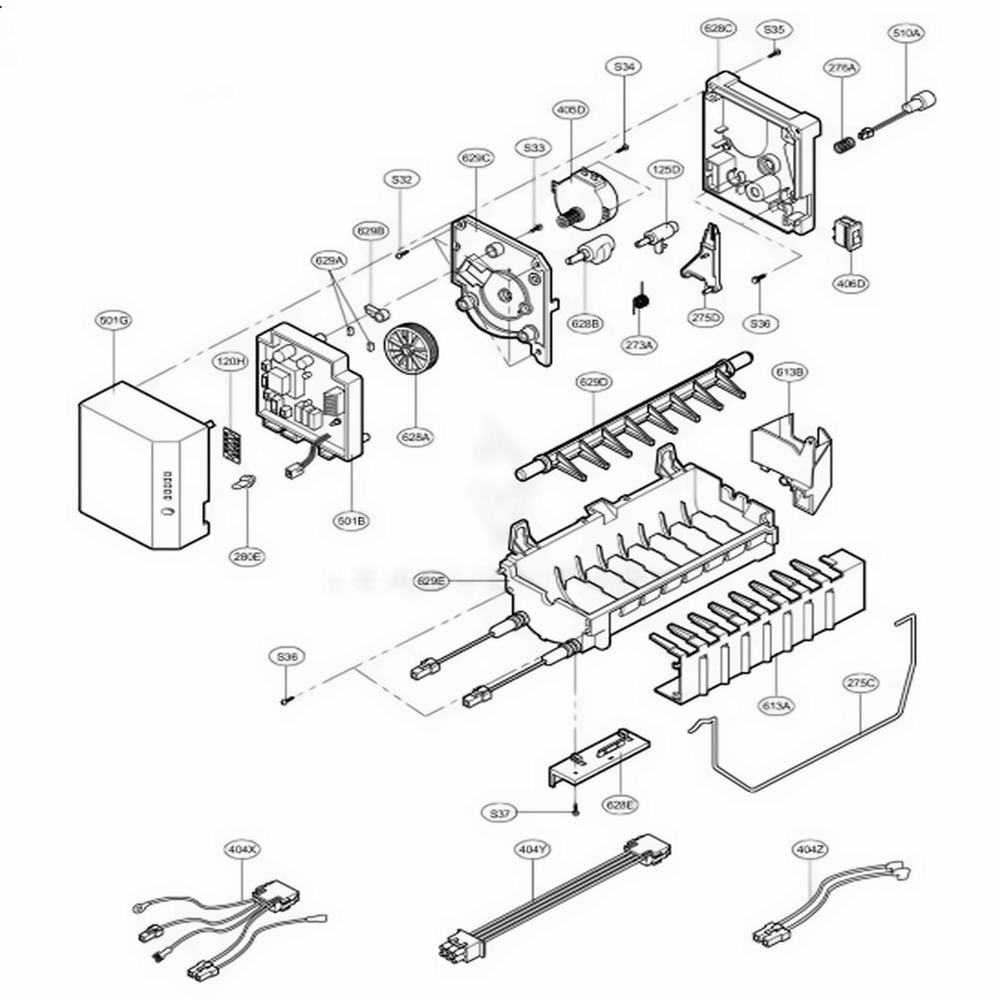 Ice Maker Parts 2 Diagram and Parts List for 73969 AWBCSEA LG Refrigerator