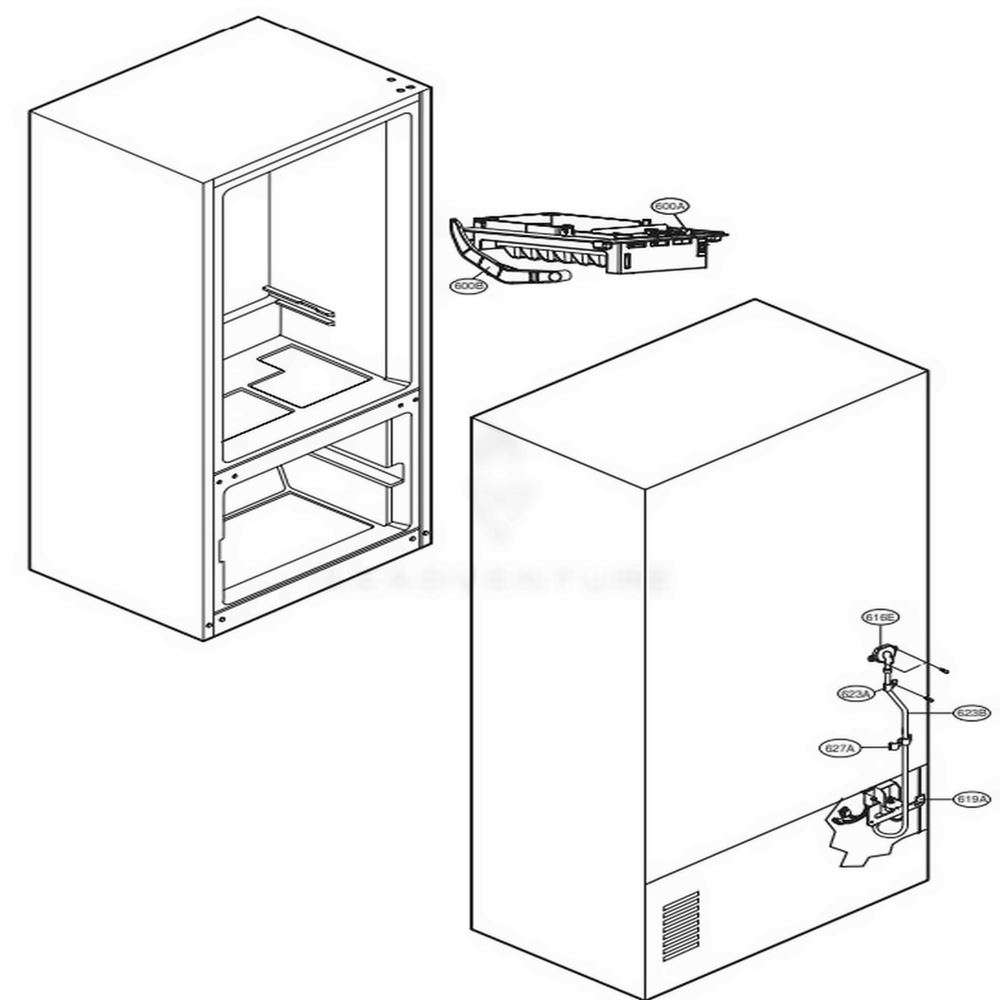 Water And Ice Maker Parts Diagram and Parts List for LFC28768ST ASTCNA2 LG Refrigerator