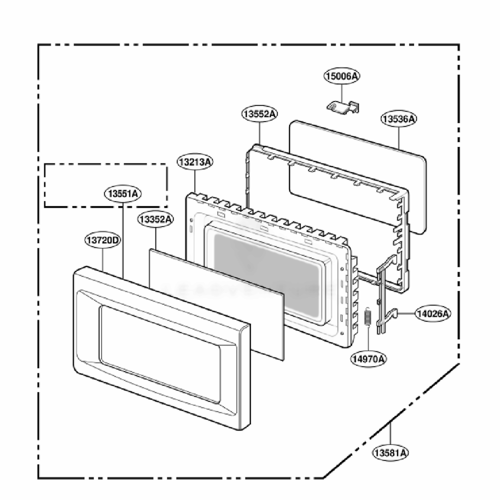 Door Parts Diagram and Parts List for KCMS135HBL0 BKEKAD LG Range