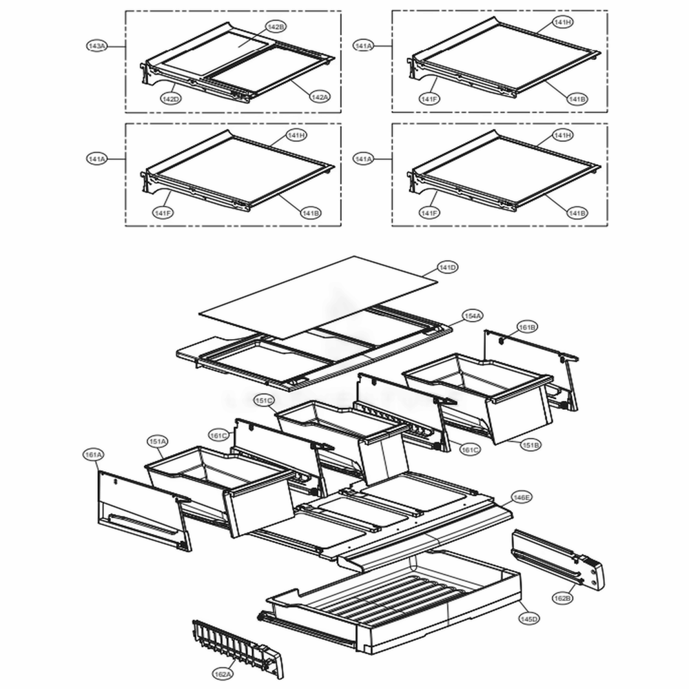 Refrigerator Parts Diagram and Parts List for LFXC24726M AMTCNA0 LG Refrigerator