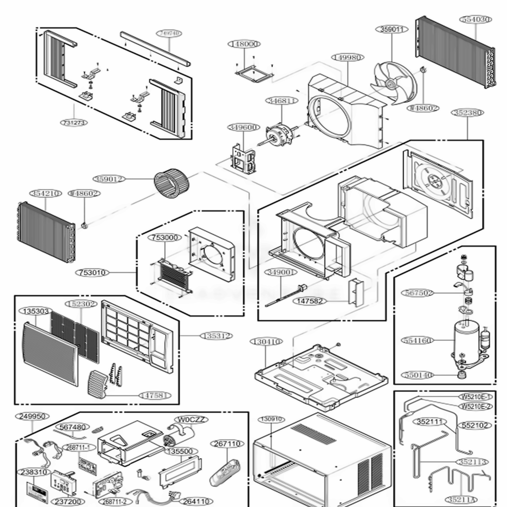 Main Diagram and Parts List for LW1213HR AWYAHDP LG Air Conditioner