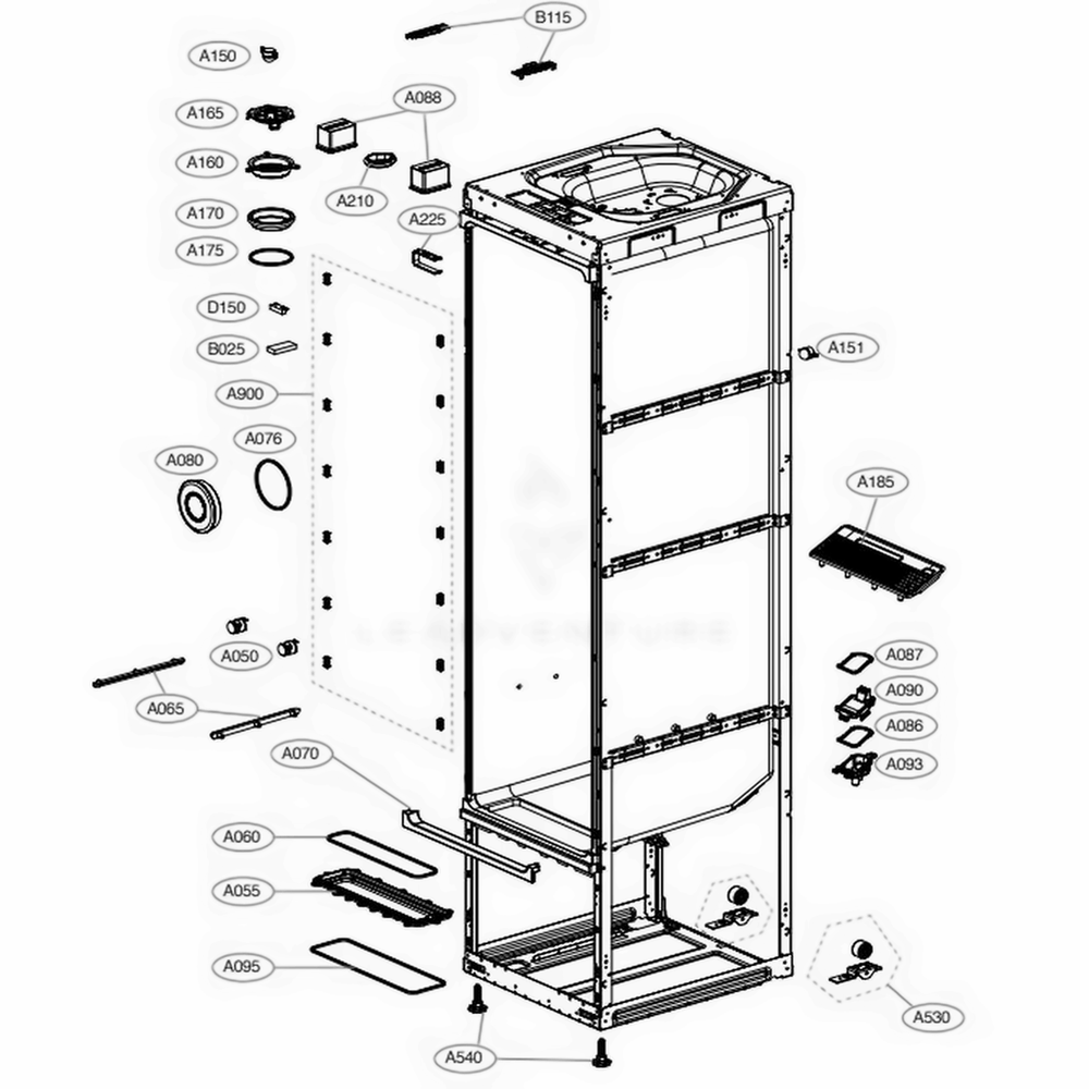 Main 1 Diagram and Parts List for S3WERB ALBEEUS LG Steamer