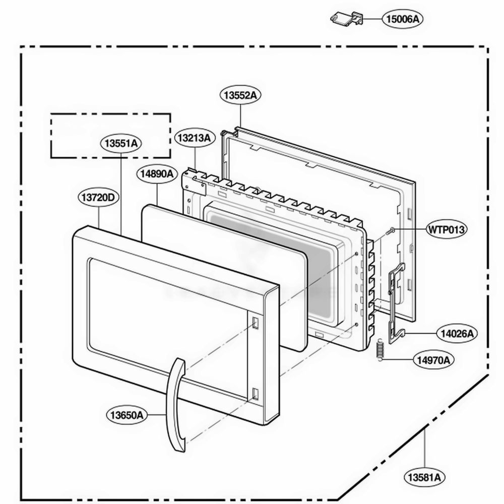 Door Parts Diagram and Parts List for JMC9158AAS AS1EJEN LG Range