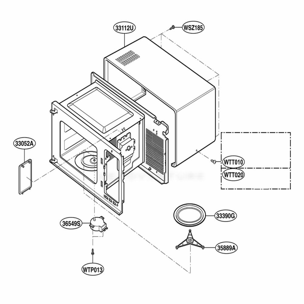 Oven Cavity Parts Diagram and Parts List for KCMS1555RSS CS1EKAD LG Range