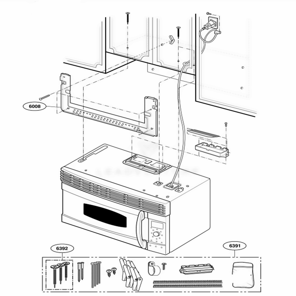 Installation Parts Diagram and Parts List for SCA1000HWW AWHEGEU LG Range