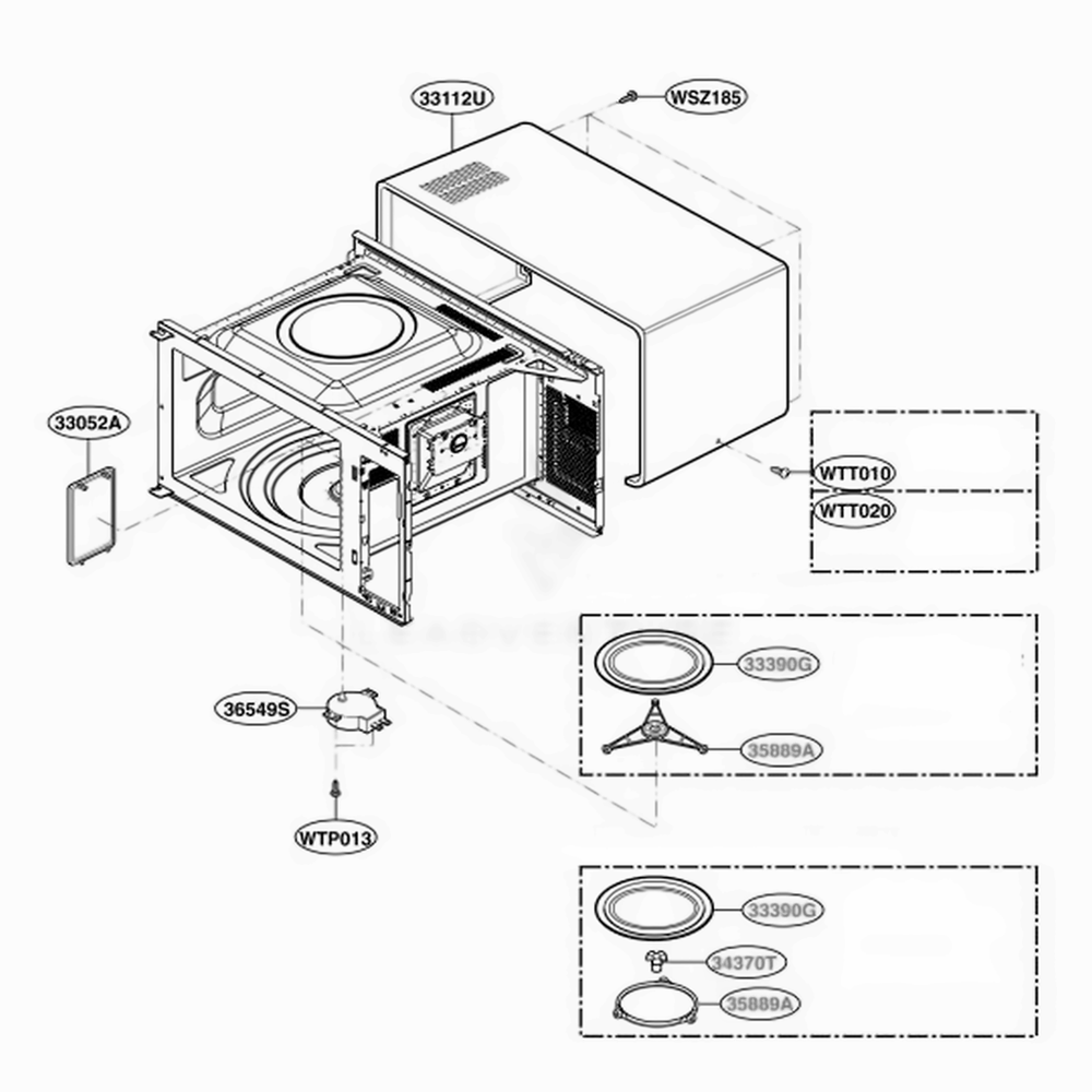 Oven Cavity Parts Diagram and Parts List for MT4155SPB CBKEWRP LG Wall Oven