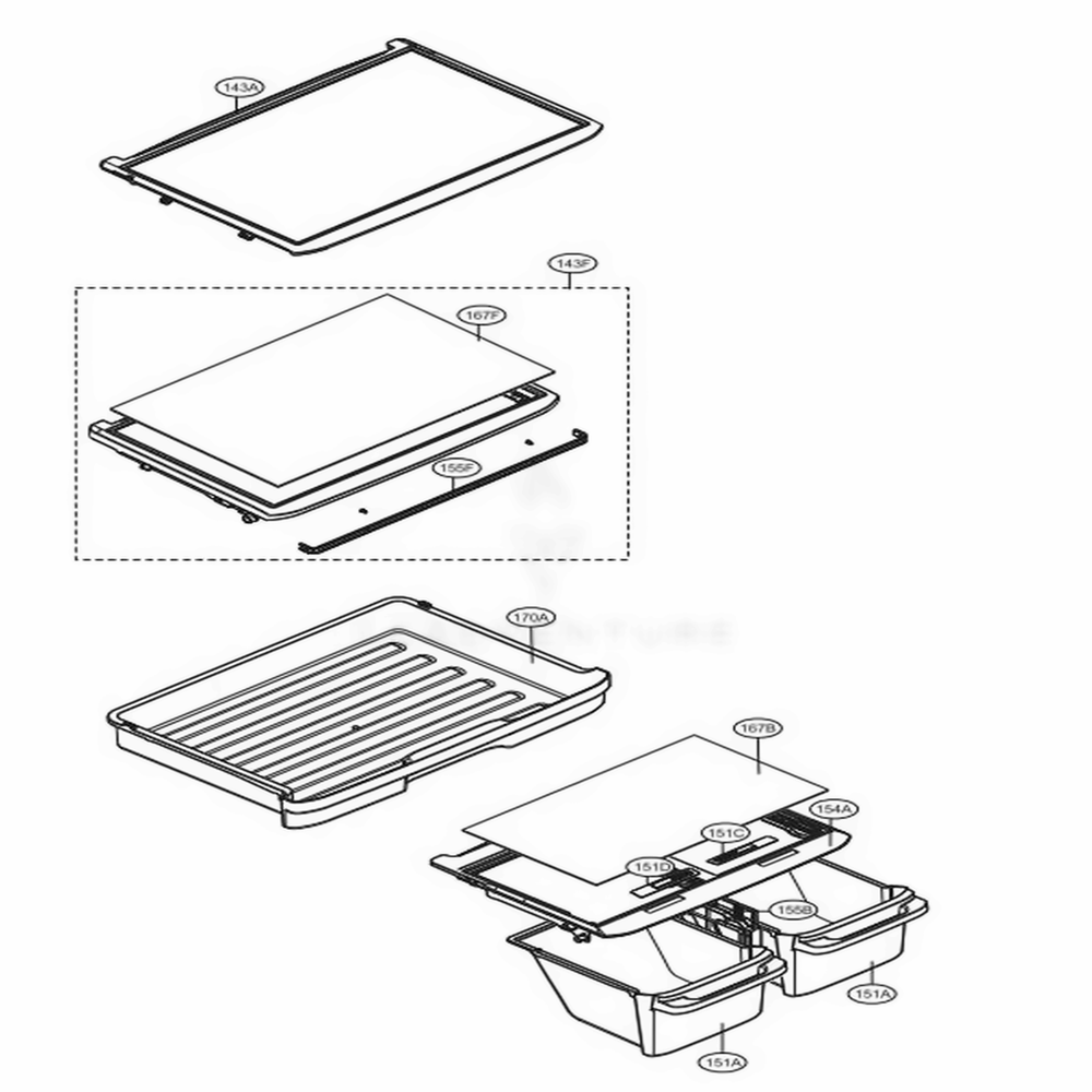 Refrigerator Parts Diagram and Parts List for LTCS24223B AWBCNA2 LG Refrigerator