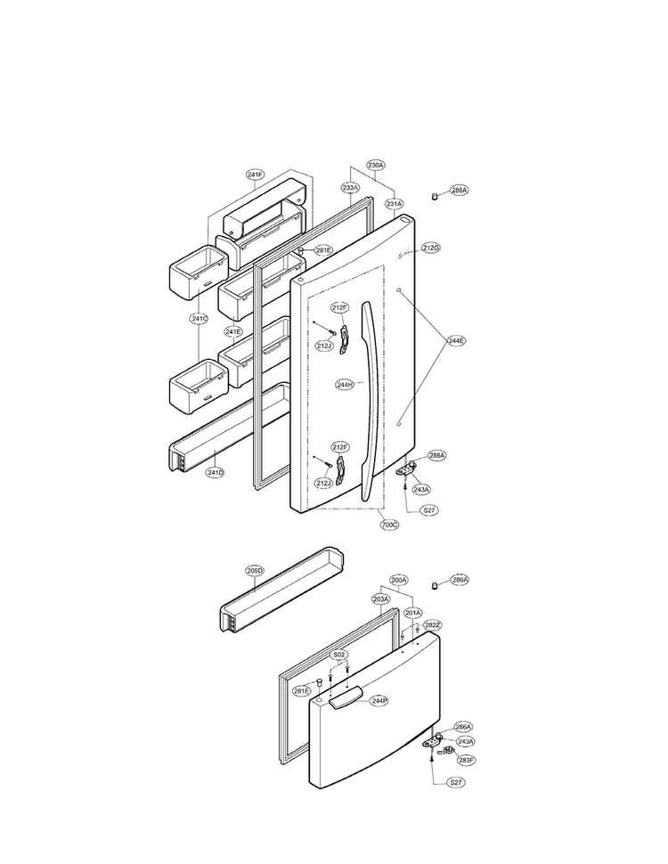 Door Parts Diagram and Parts List for LRBN20512SW01  LG Refrigerator