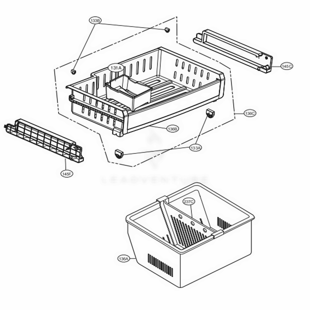 Freezer Parts Diagram and Parts List for LFCS25426D ASBCNA0 LG Refrigerator