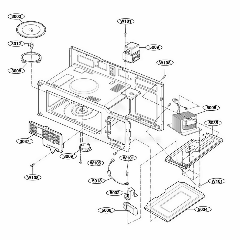 Interior Parts 1 Diagram and Parts List for 80592 CWHESEA LG Wall Oven