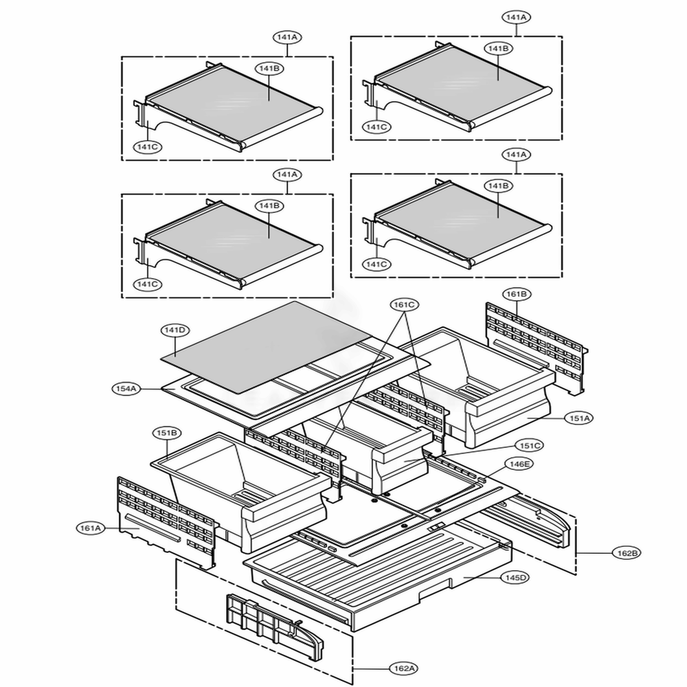 Refrigerator Parts Diagram and Parts List for LFC25776ST ASTCNA1 LG Refrigerator