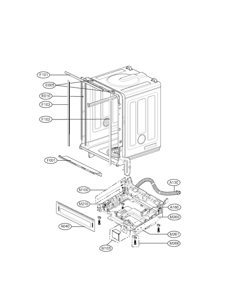 Cabinet Parts Diagram and Parts List for LDS5811BB-01  LG Dishwasher
