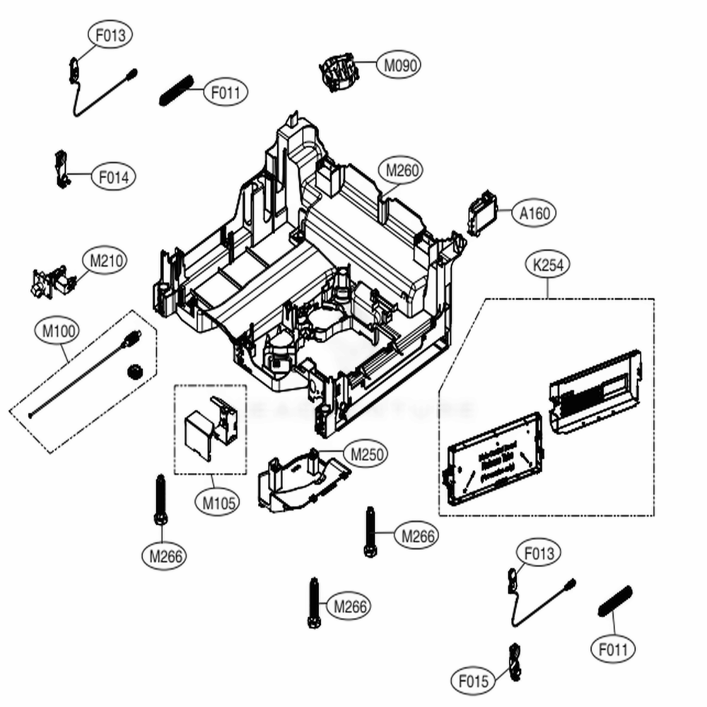 Base Assembly Diagram and Parts List for LDT7797ST ASTEEUS LG Dishwasher