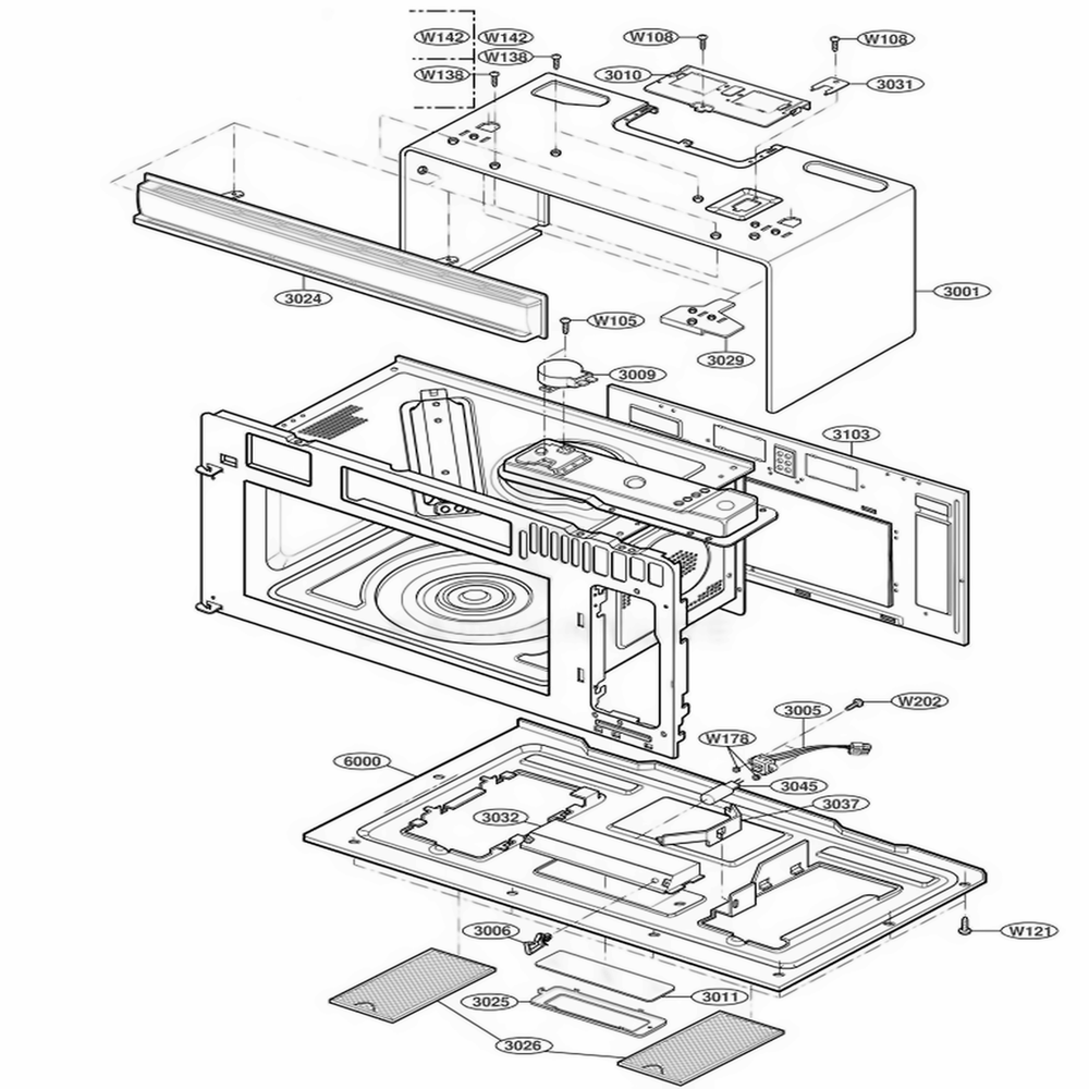 Oven Cavity Parts Diagram and Parts List for AMV6177AAS ASBEAMA LG Range