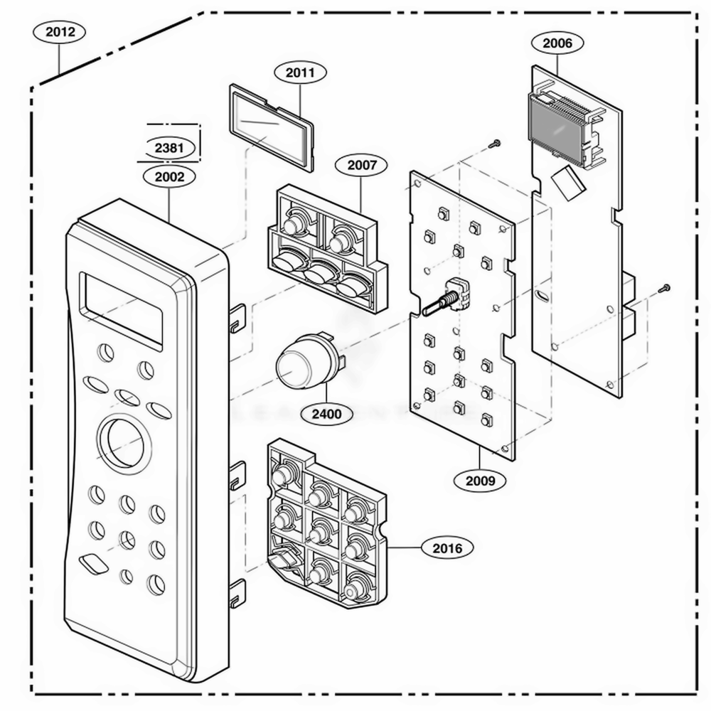 Controller Parts Diagram and Parts List for 64289 AB1ESEA LG Wall Oven