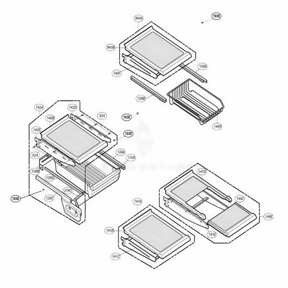 Refrigerator Parts 1 Diagram and Parts List for LRDC20731ST ASTCLGY LG Refrigerator