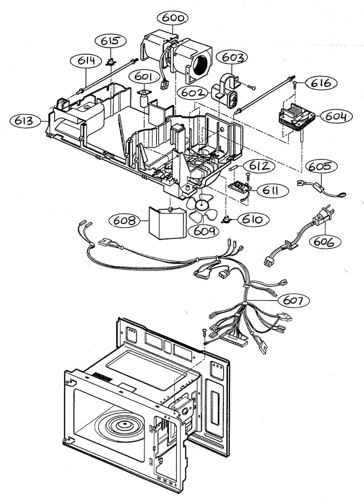 Interior Parts 2 Diagram and Parts List for MV-1304W  LG Microwave