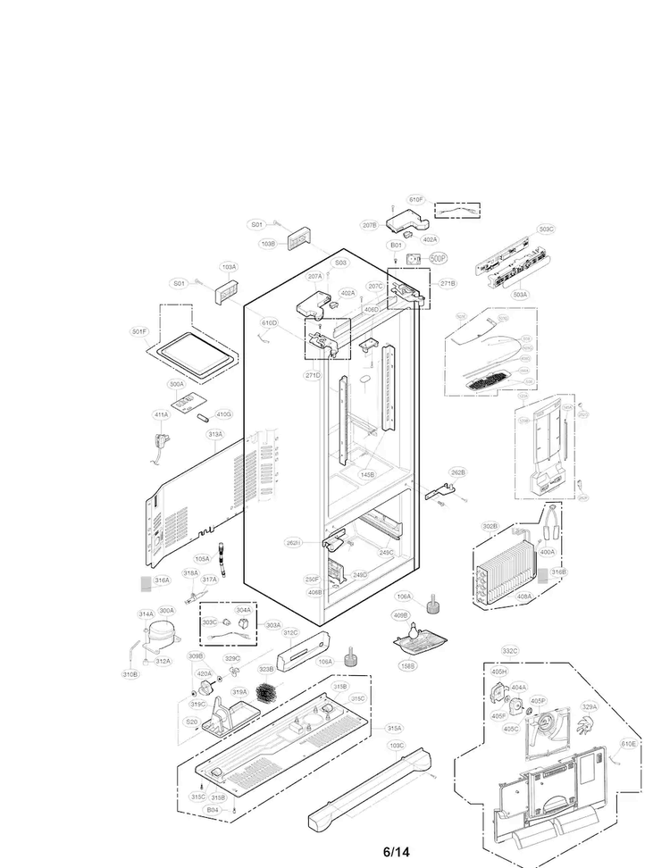 Case Parts Diagram and Parts List for LFC28768ST  LG Refrigerator