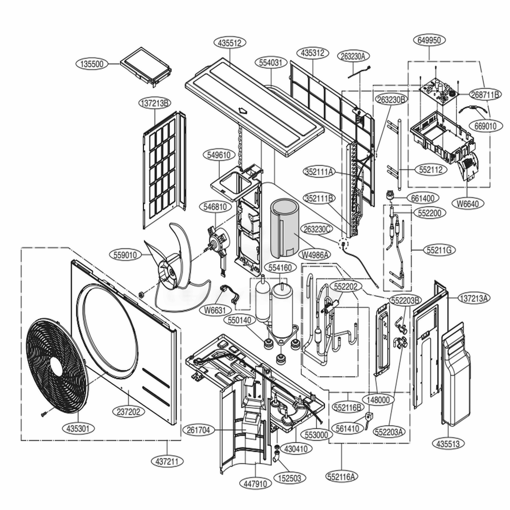 Outdoor Unit Diagram and Parts List for LSU092HSV AWHBEUS LG Air Conditioner