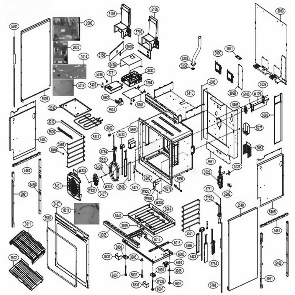 Cavity Parts Diagram and Parts List for SKSDR360SIS ASTLSGN LG Range