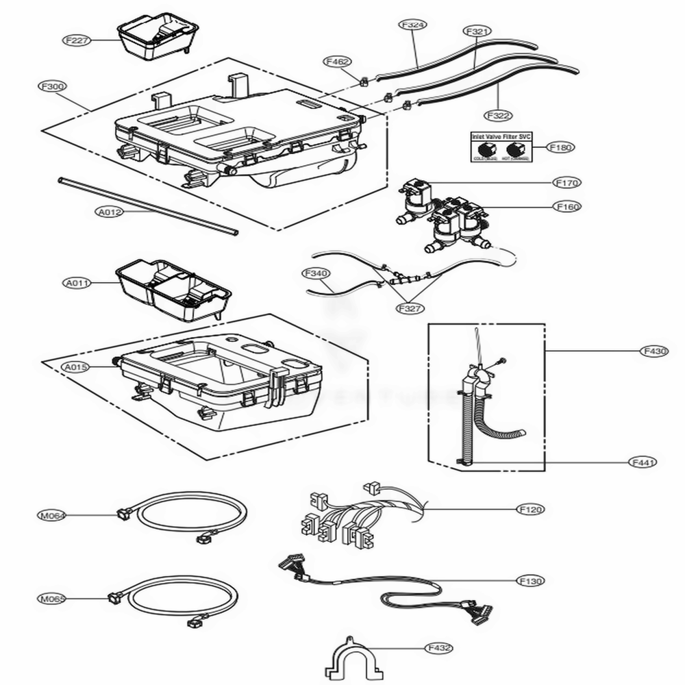 Dispenser Assembly Diagram and Parts List for WM5000HVA ASSEEUS LG Washer