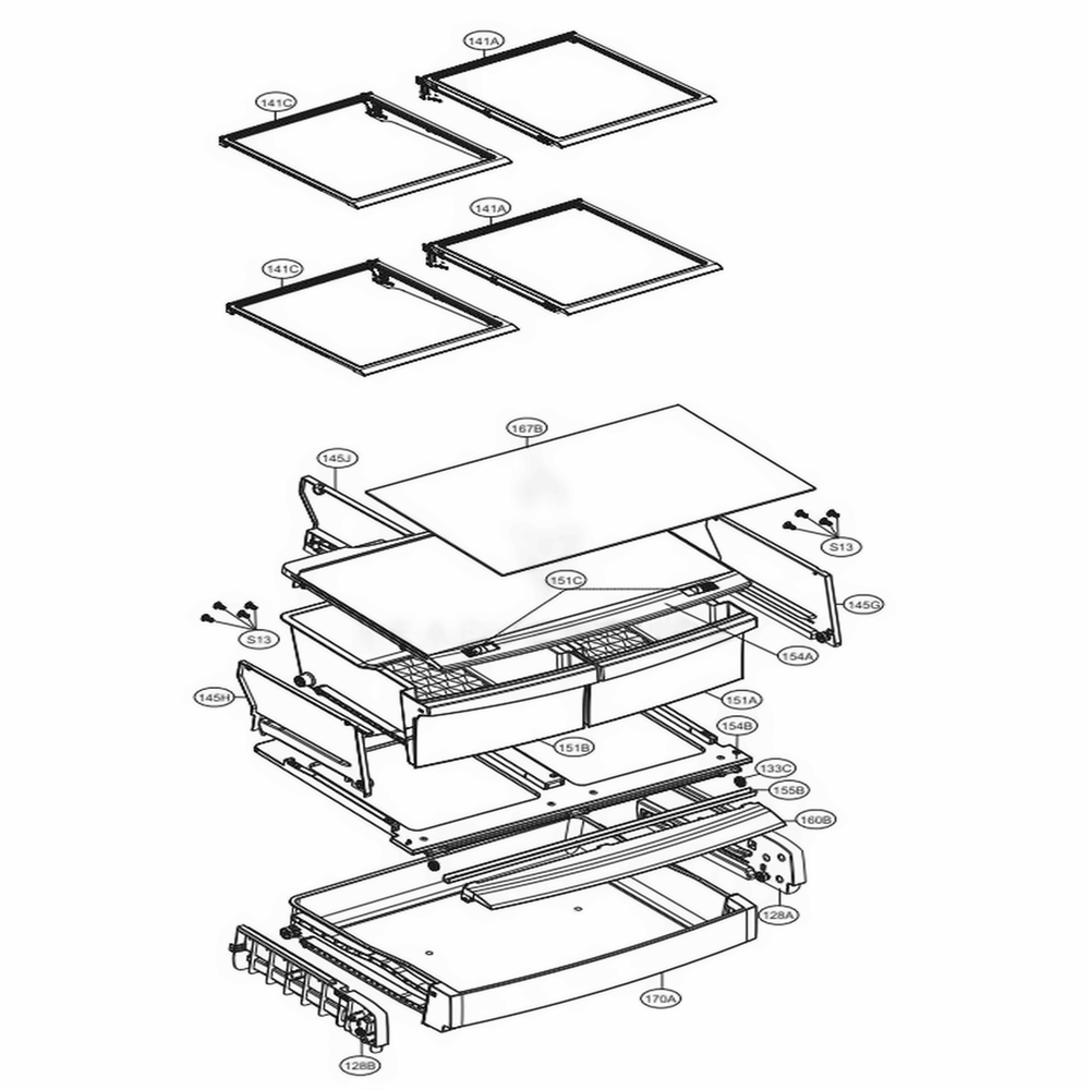 Refrigerator Parts Diagram and Parts List for LFC24770SW ASWCNA4 LG Refrigerator