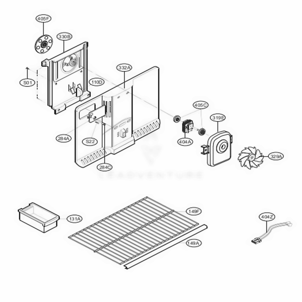 Freezer Parts Diagram and Parts List for 79379 AWBCSER LG Refrigerator