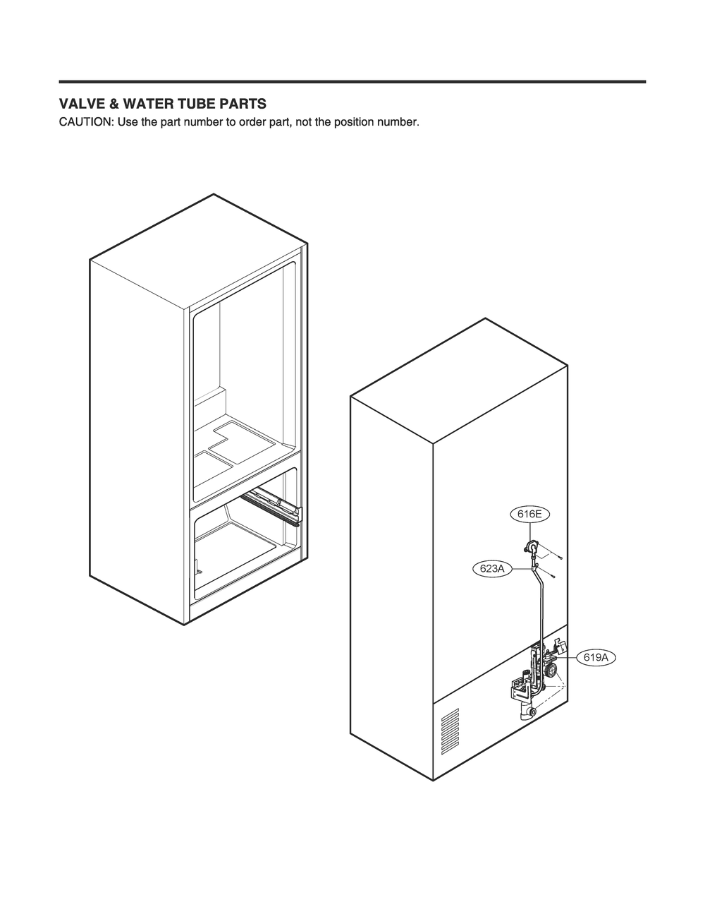 Valve And Water Tube Parts Diagram and Parts List for GR-B298NSSH ASTCNA2 LG Refrigerator