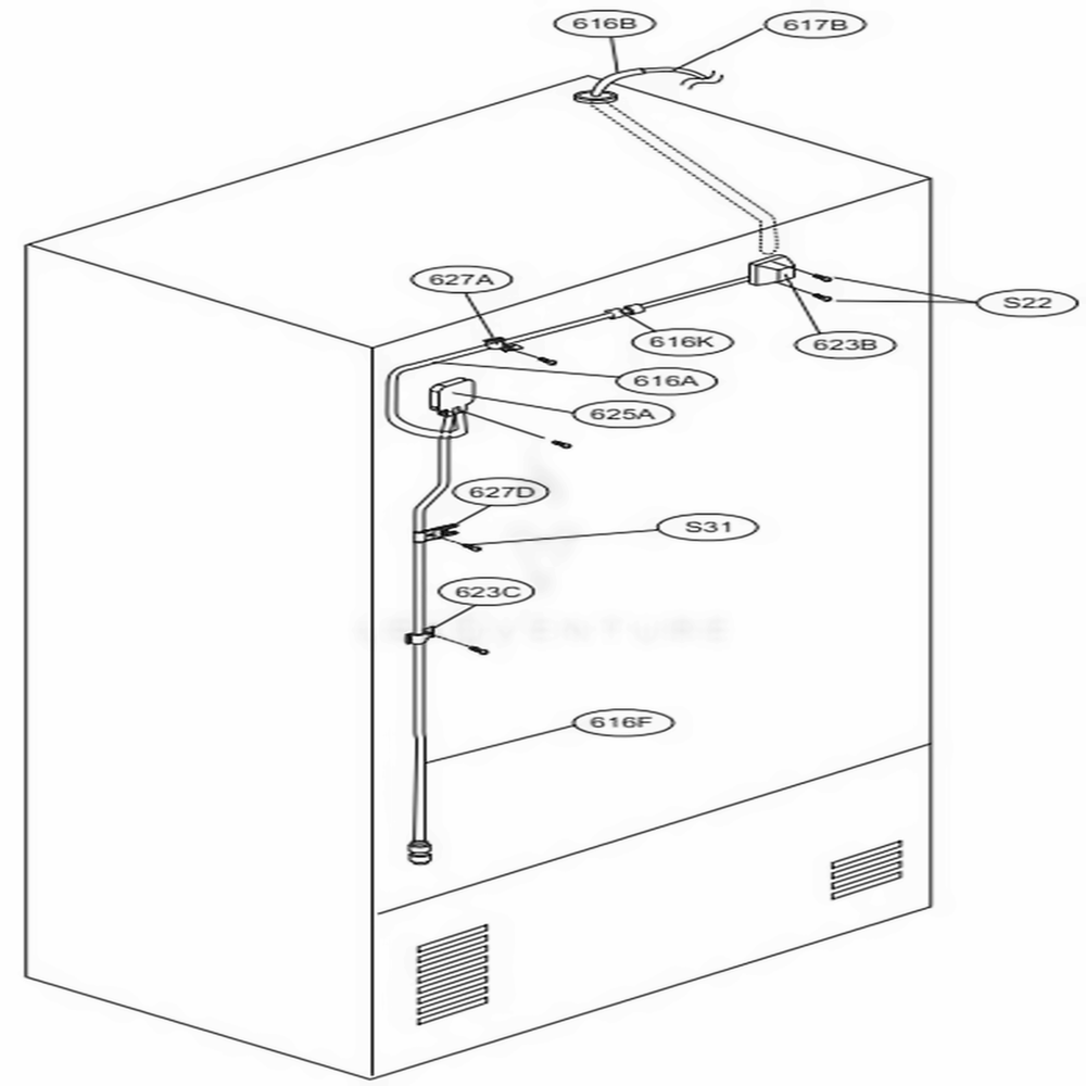 Water And Icemaker Parts Diagram and Parts List for 78403 AST1SER LG Refrigerator