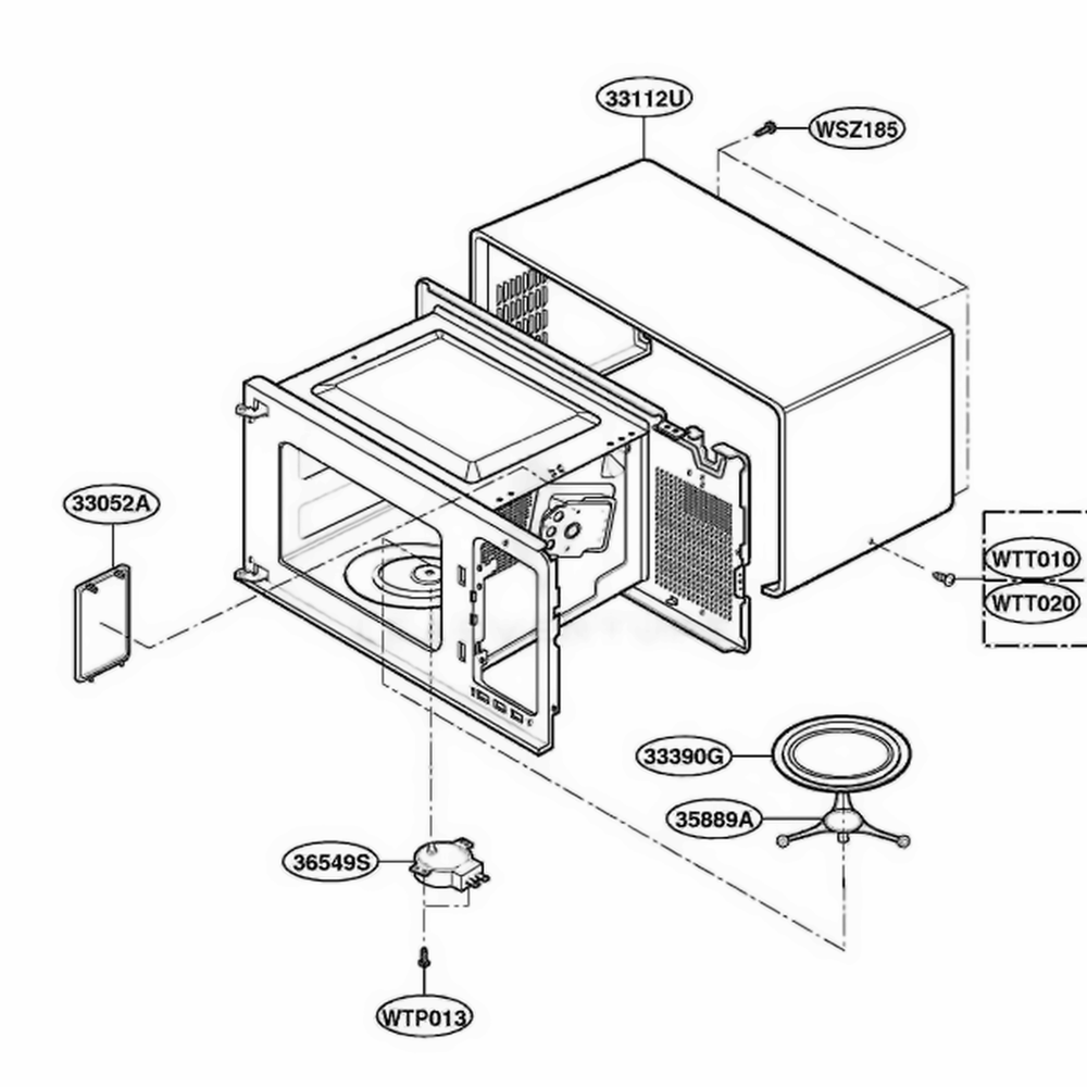 Oven Cavity Parts Diagram and Parts List for LRDM1240W CWHELGA LG Range