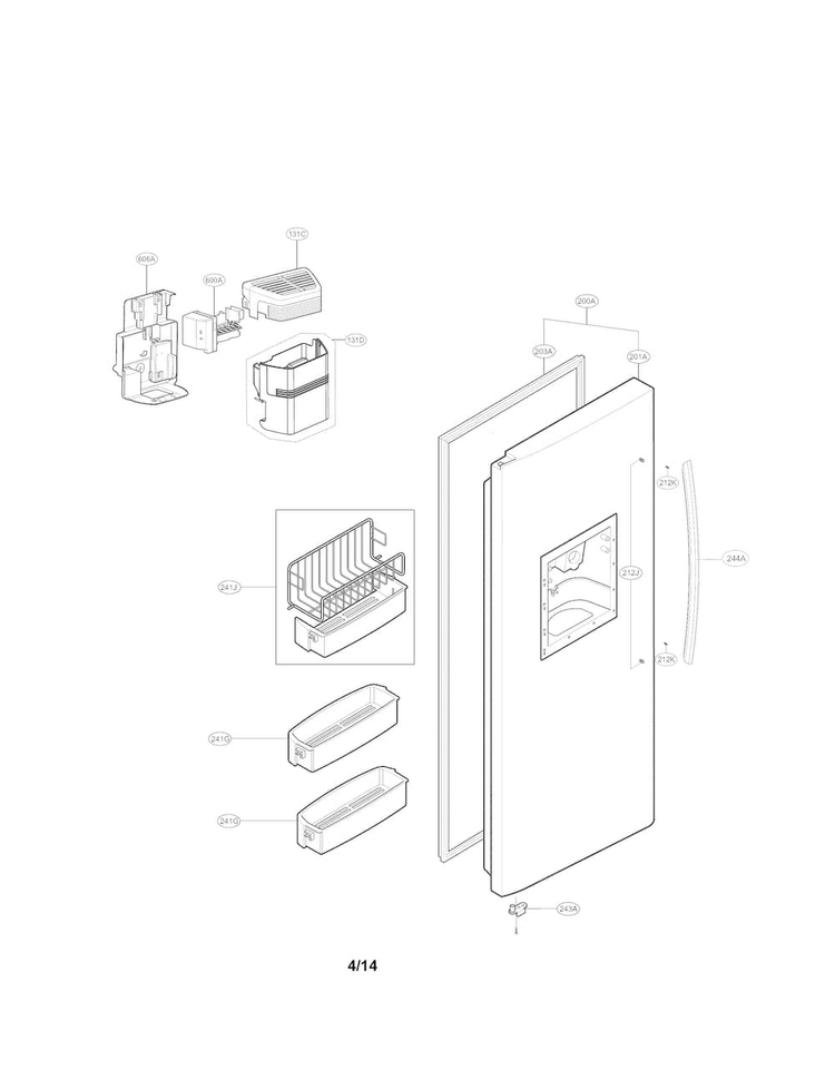 Freezer Door Parts Diagram and Parts List for LSC27937ST  LG Refrigerator