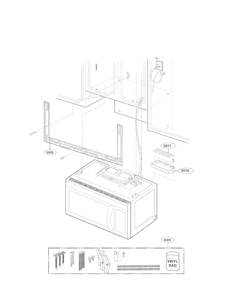 Installation Parts Diagram and Parts List for LMV1814SB  LG Microwave