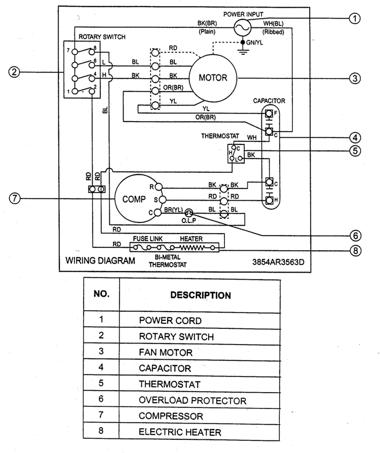 Wiring Diagram Diagram and Parts List for LXA1030AXL  LG Air Conditioner