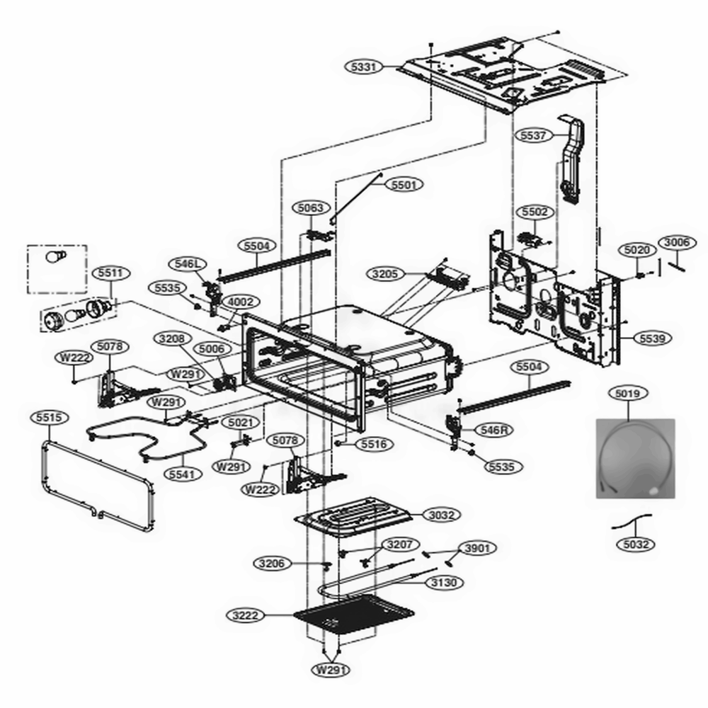 Upper Cavity Parts Diagram and Parts List for LDE4415BD ABDLLGA LG Range
