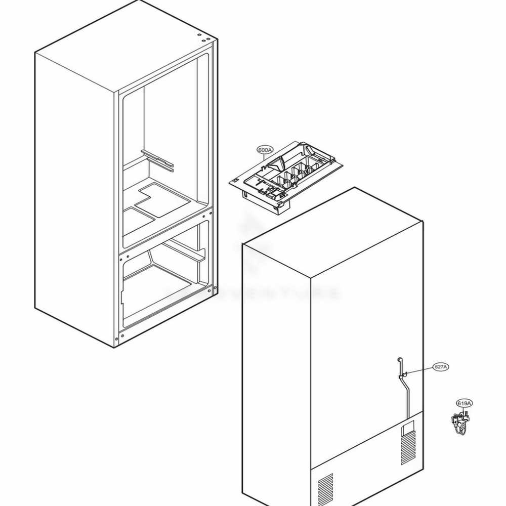 Ice Maker Parts Diagram and Parts List for 71319 AWBCSE1 LG Refrigerator