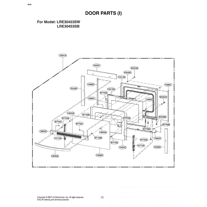 Door Diagram and Parts List for LRE30453SW 00 LG Range