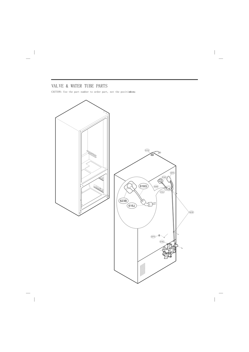 Valve And Water Tube Parts Diagram and Parts List for GC-L288GQXP AWBCNA3 LG Refrigerator