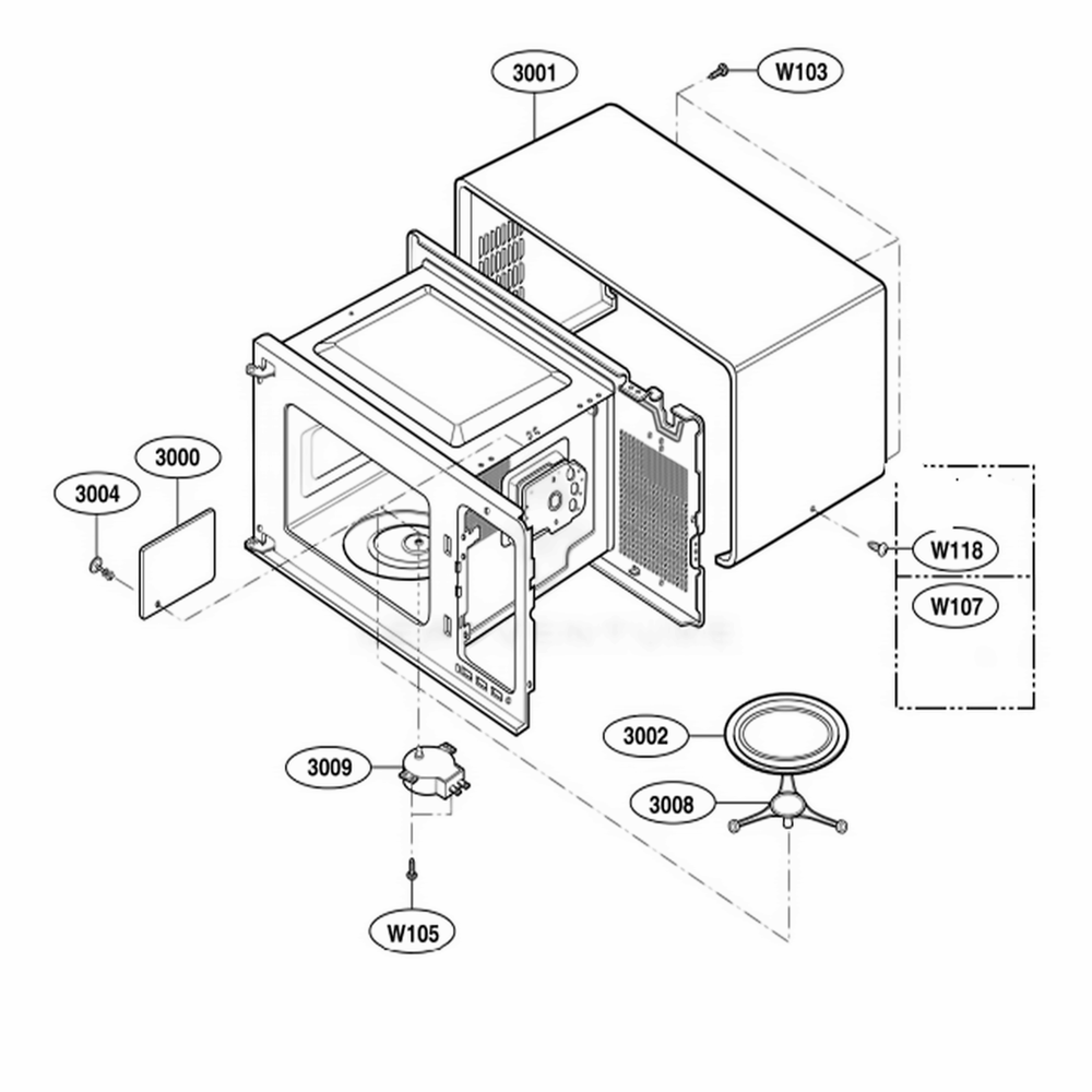 Oven Cavity Parts Diagram and Parts List for HMB405 ASBEBSU LG Wall Oven