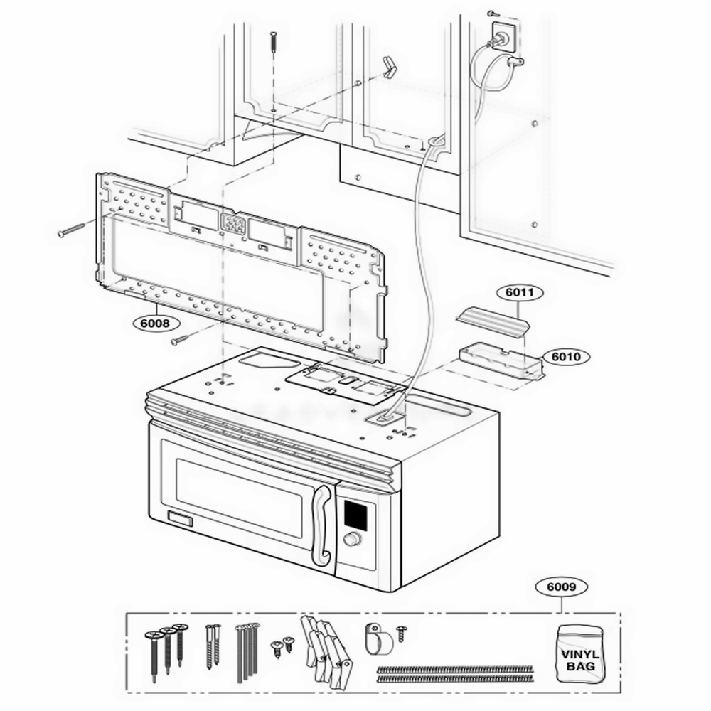 Installation Parts Diagram and Parts List for 80803 AS1ESEA LG Wall Oven