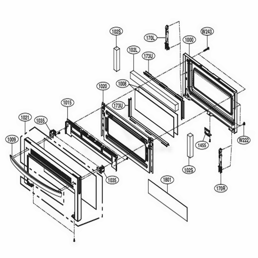 Upper Door Parts Diagram and Parts List for LDE4415BD ABDLLGA LG Range