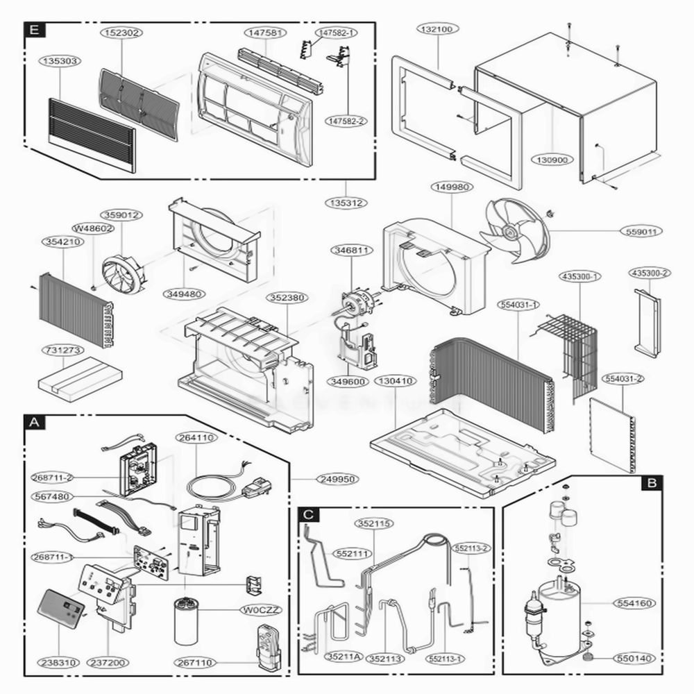 Main Diagram and Parts List for US12D30B ASWAFRD LG Air Conditioner