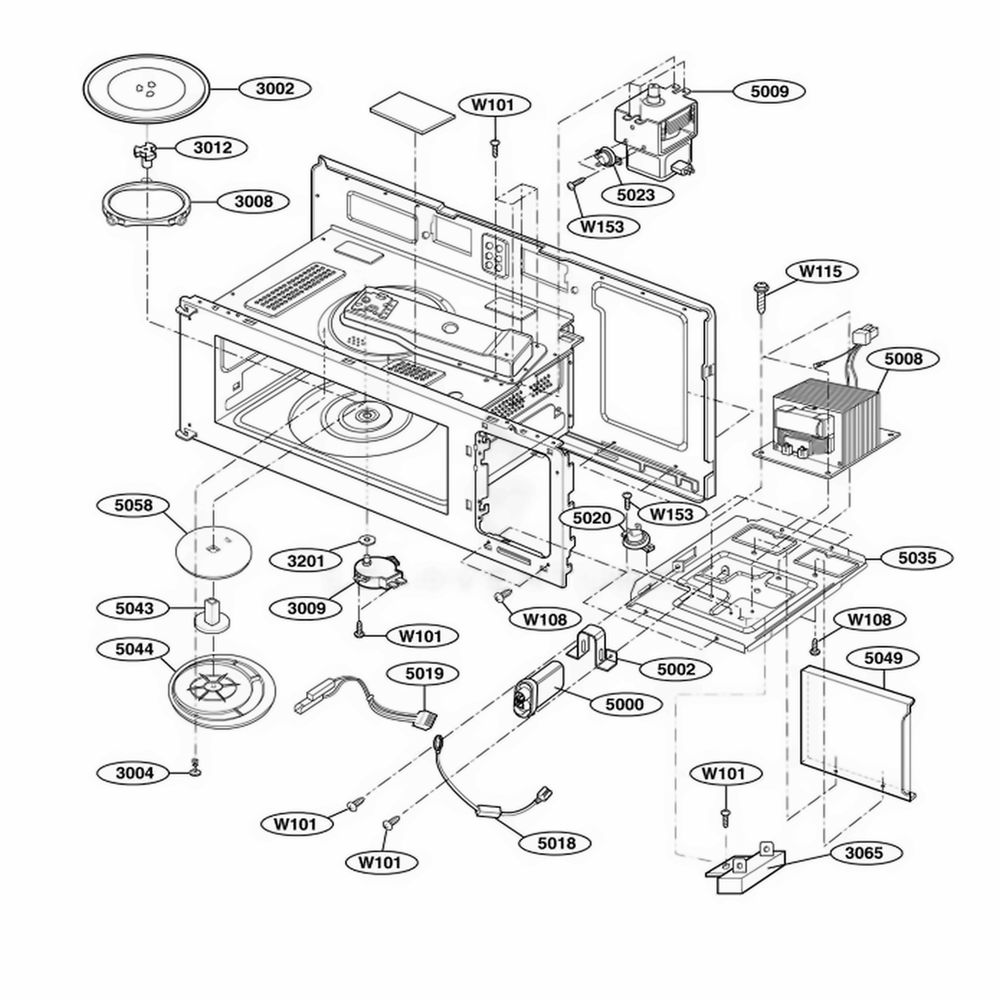 Interior Parts 1 Diagram and Parts List for GH7155XKB ABKEWRP LG Range