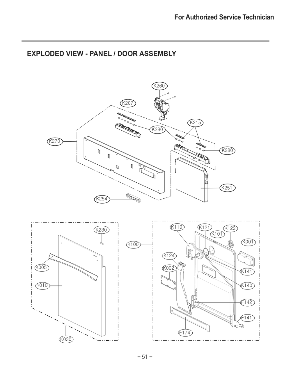 Door Assembly Diagram and Parts List for D1471DBK ABDESEU LG Dishwasher