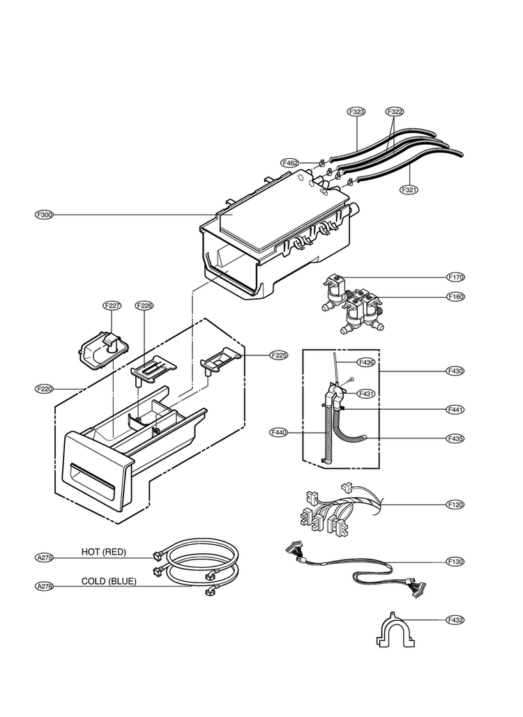 Dispenser Assembly Diagram and Parts List for WM2677HBM  LG Washer