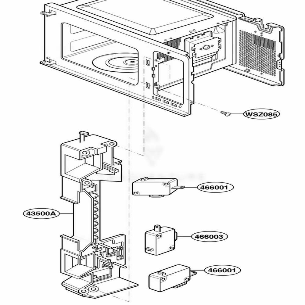 Latch Board Parts Diagram and Parts List for MT4110SKQ CWHEWRP LG Wall Oven